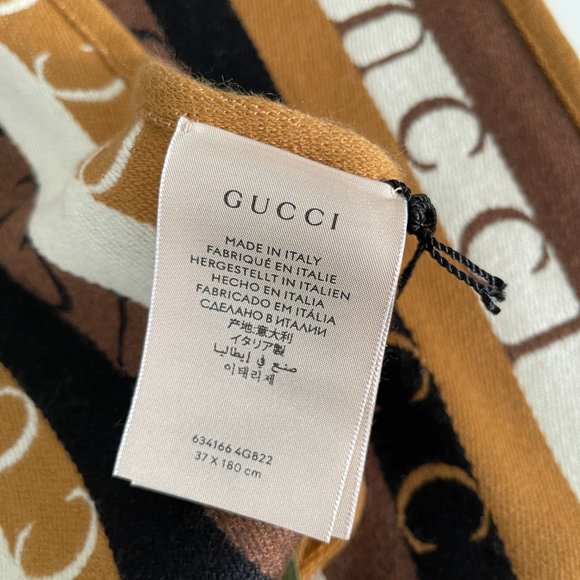 Gucci 634166 4GB22 SC Woodstripes Wool Scarf, 37cm X 180cm - Picture 11 of 16
